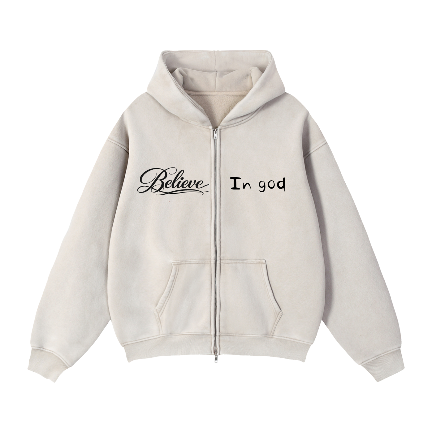 Zip-Through Boxy Fleece Hoodie