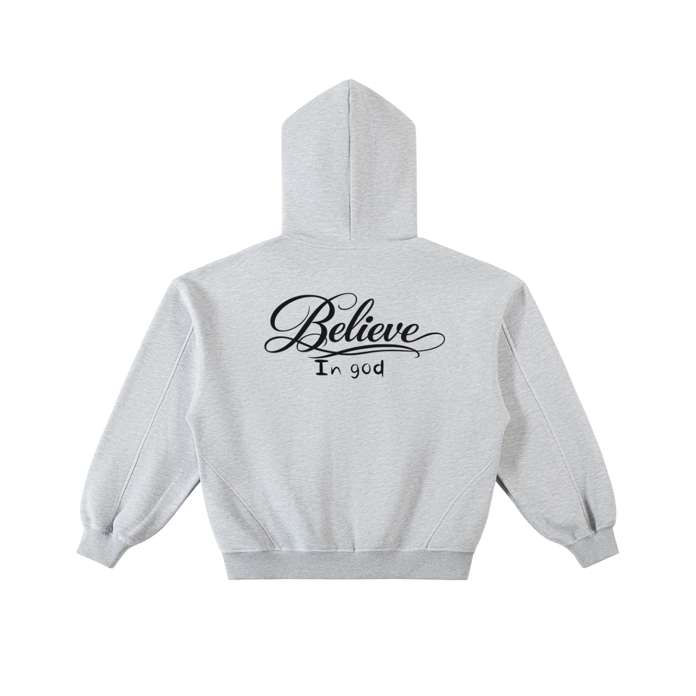 Contrast-Stitched Boxy Fleece Zip Hoodie