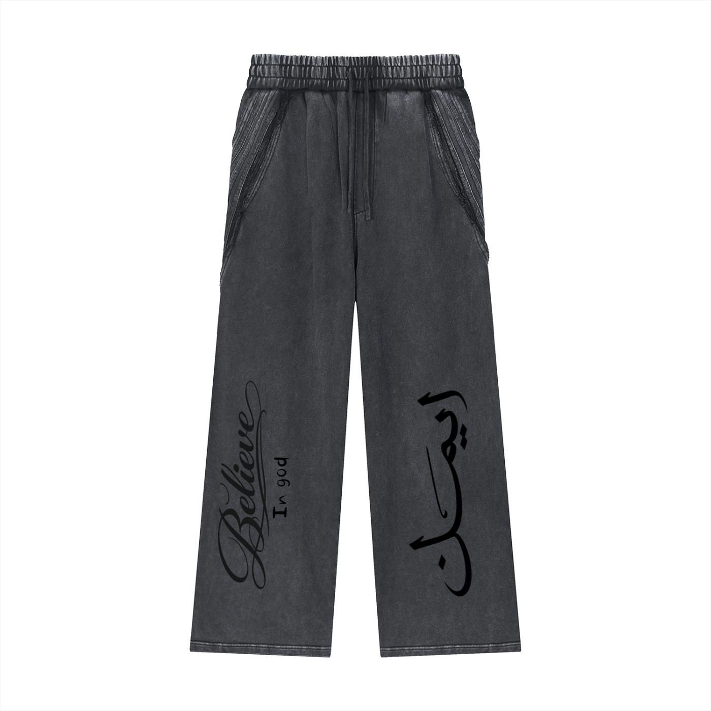 Snow Washed Tape Raw Edge Sweatpants