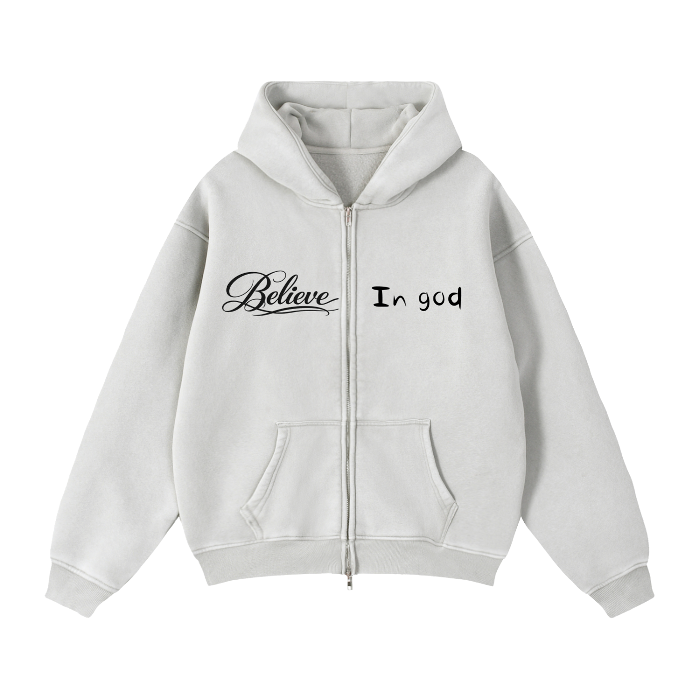 Zip-Through Boxy Fleece Hoodie