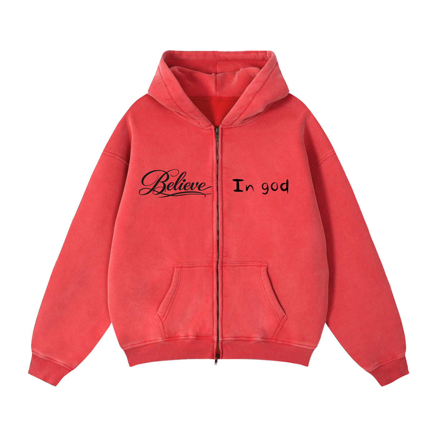 Zip-Through Boxy Fleece Hoodie